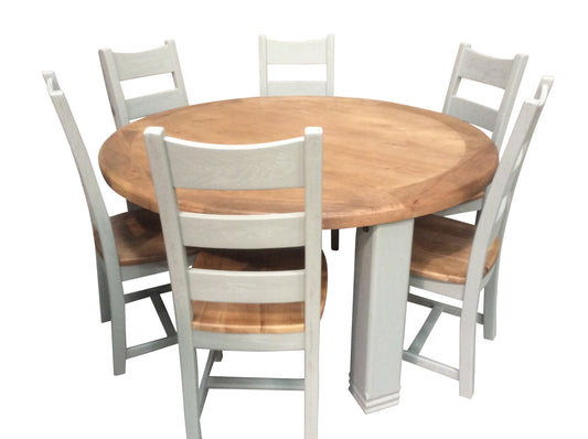 Danube Weathered Oak 1.5m round Dining Set painted French Grey