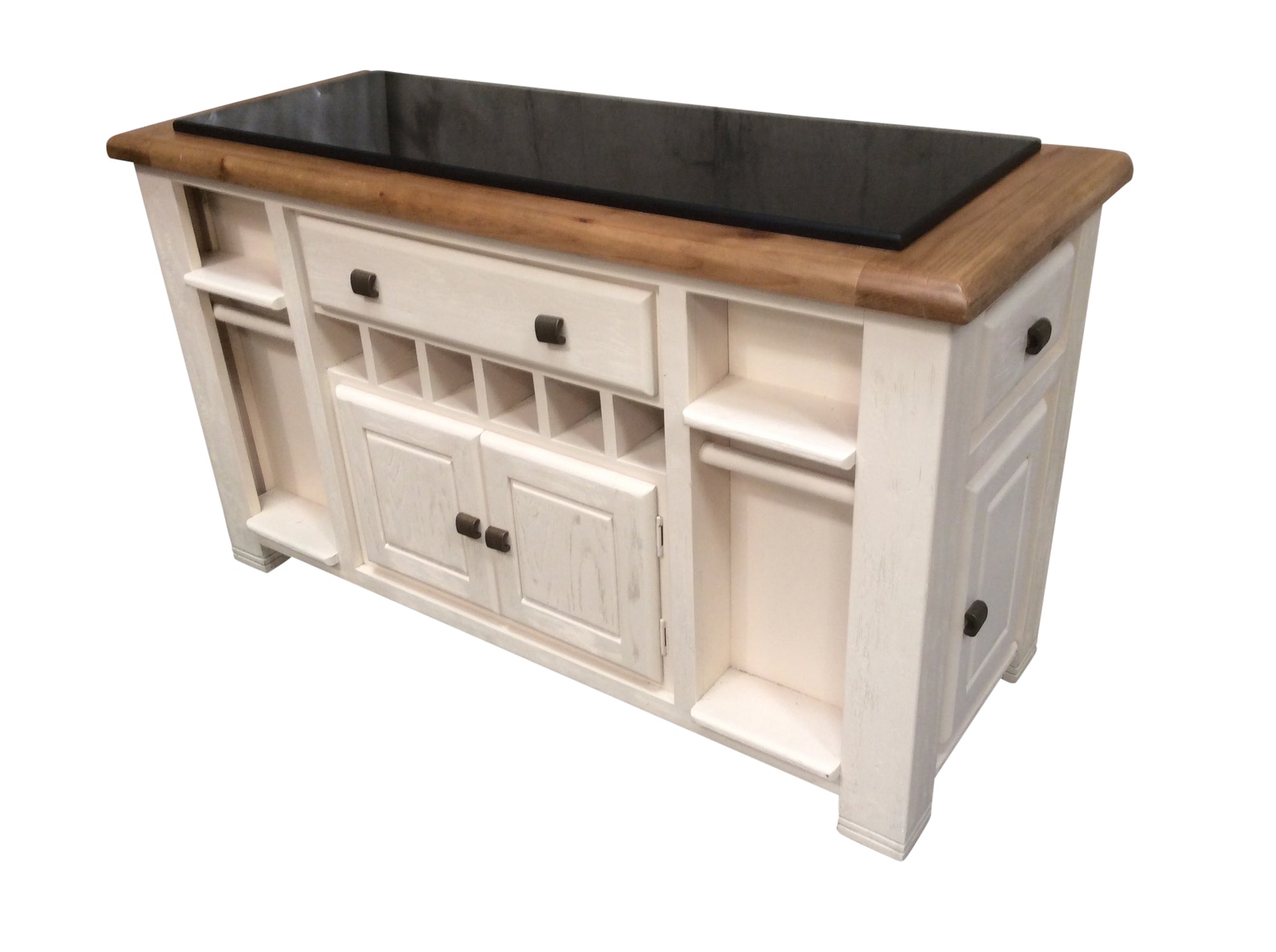 Danube Weathered Oak Granite Top Island painted Off-White