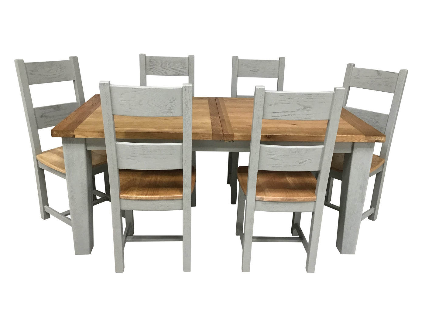 Calgary Oak 1.8m Ext Dining Set - Painted French Grey