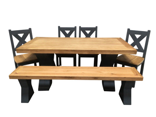 Maximus Oak 1.9m Dining Set painted Night Blue