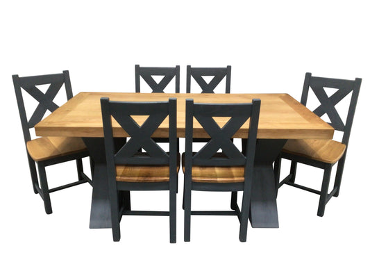 Maximus Oak 1.9m Dining Set painted Night Blue