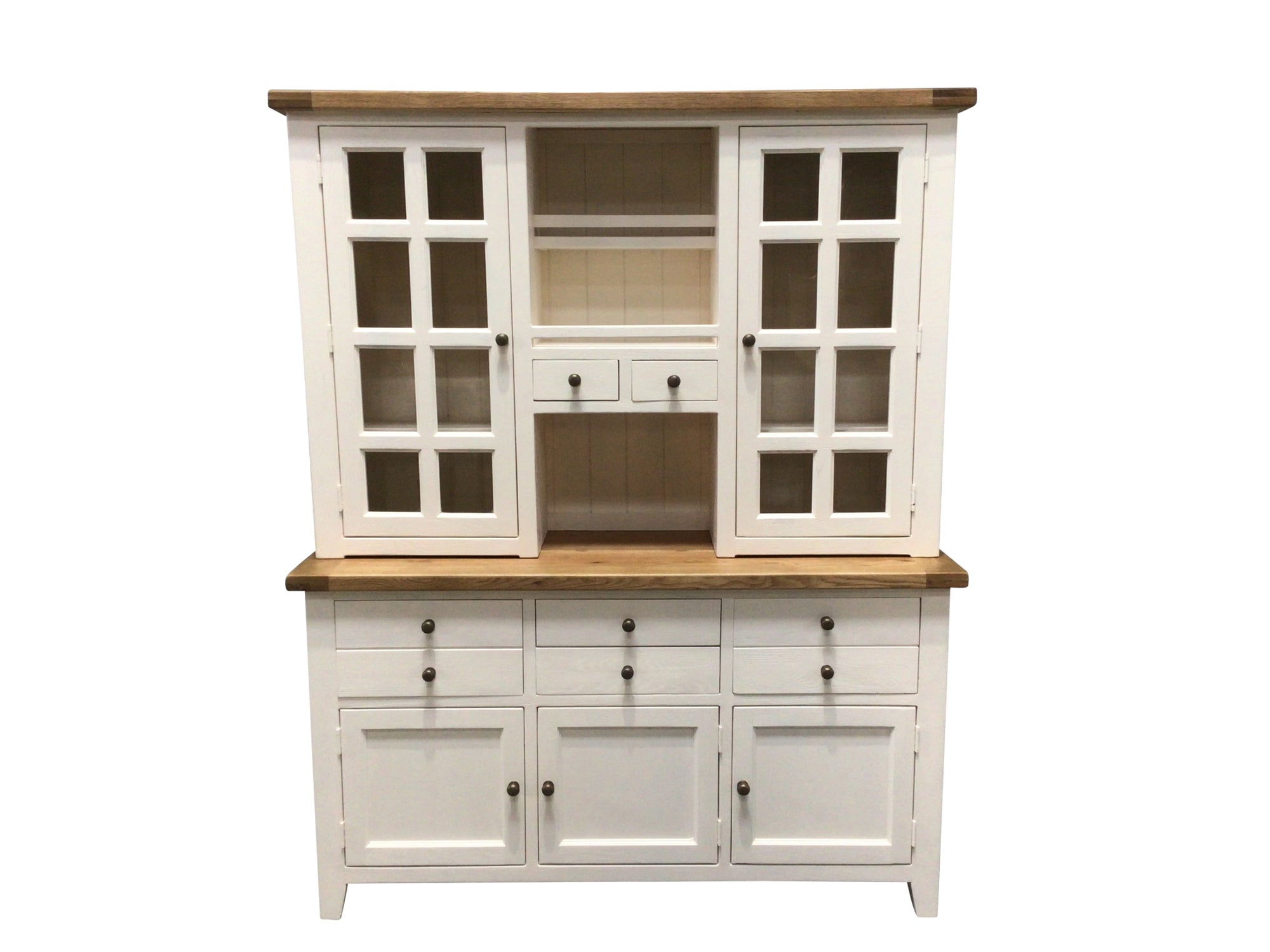 Calgary Oak Large Buffet Hutch painted Off-White