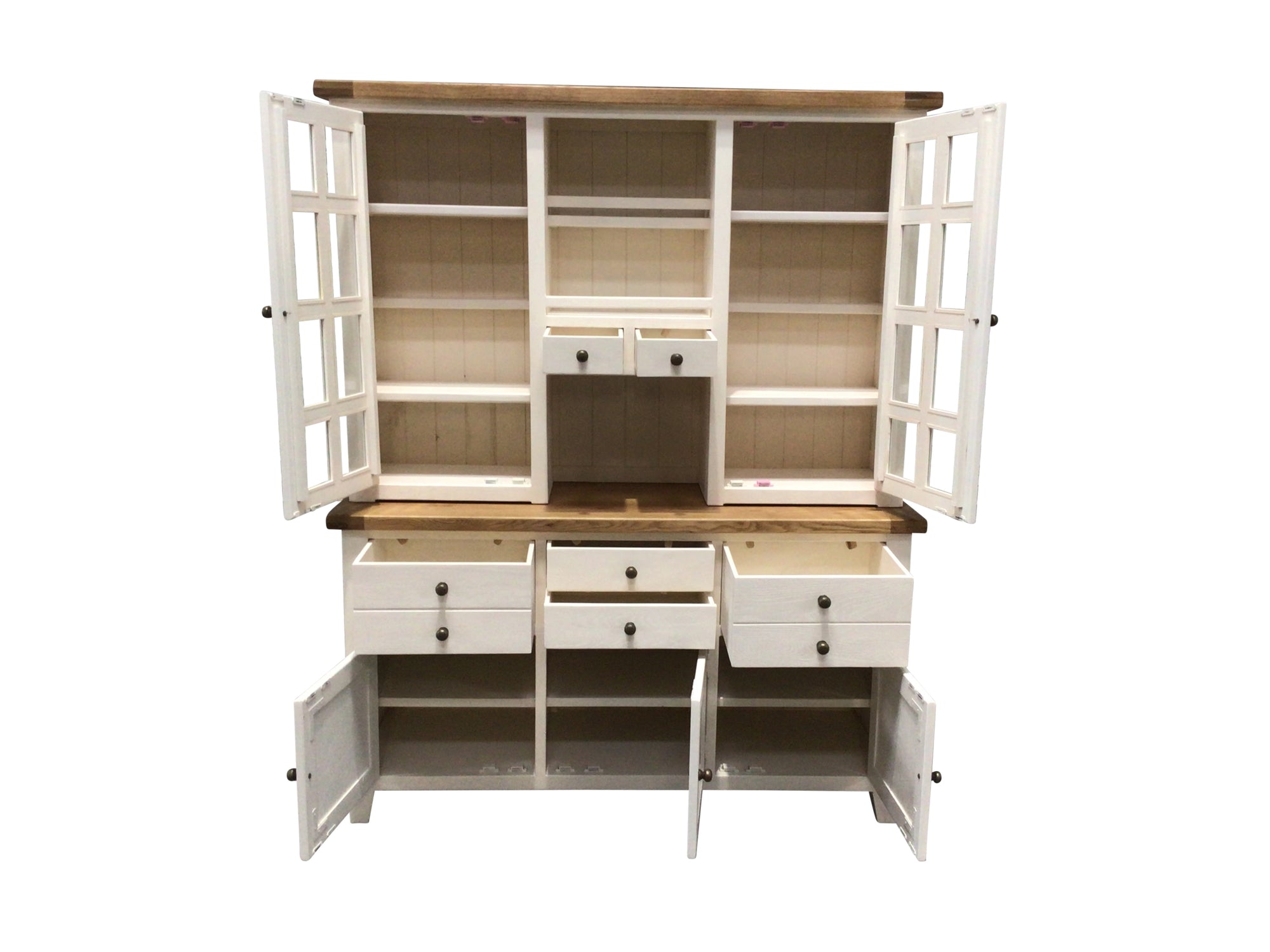 Calgary Oak Large Buffet Hutch painted Off-White