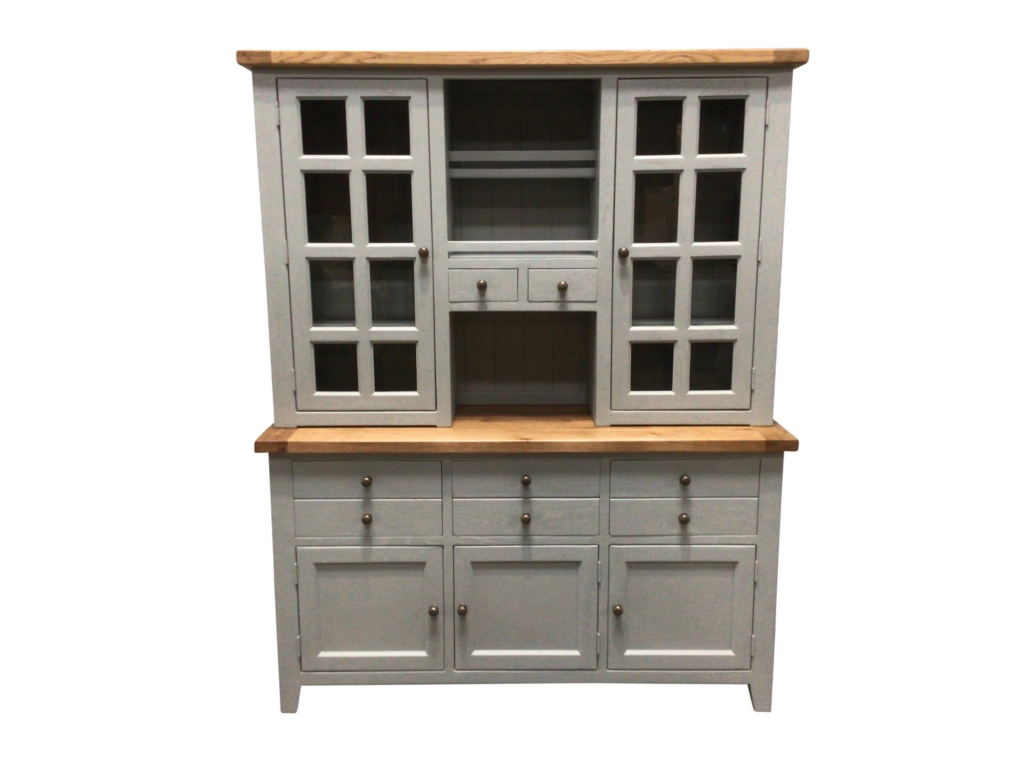 Calgary Oak Large Buffet Hutch painted French Grey