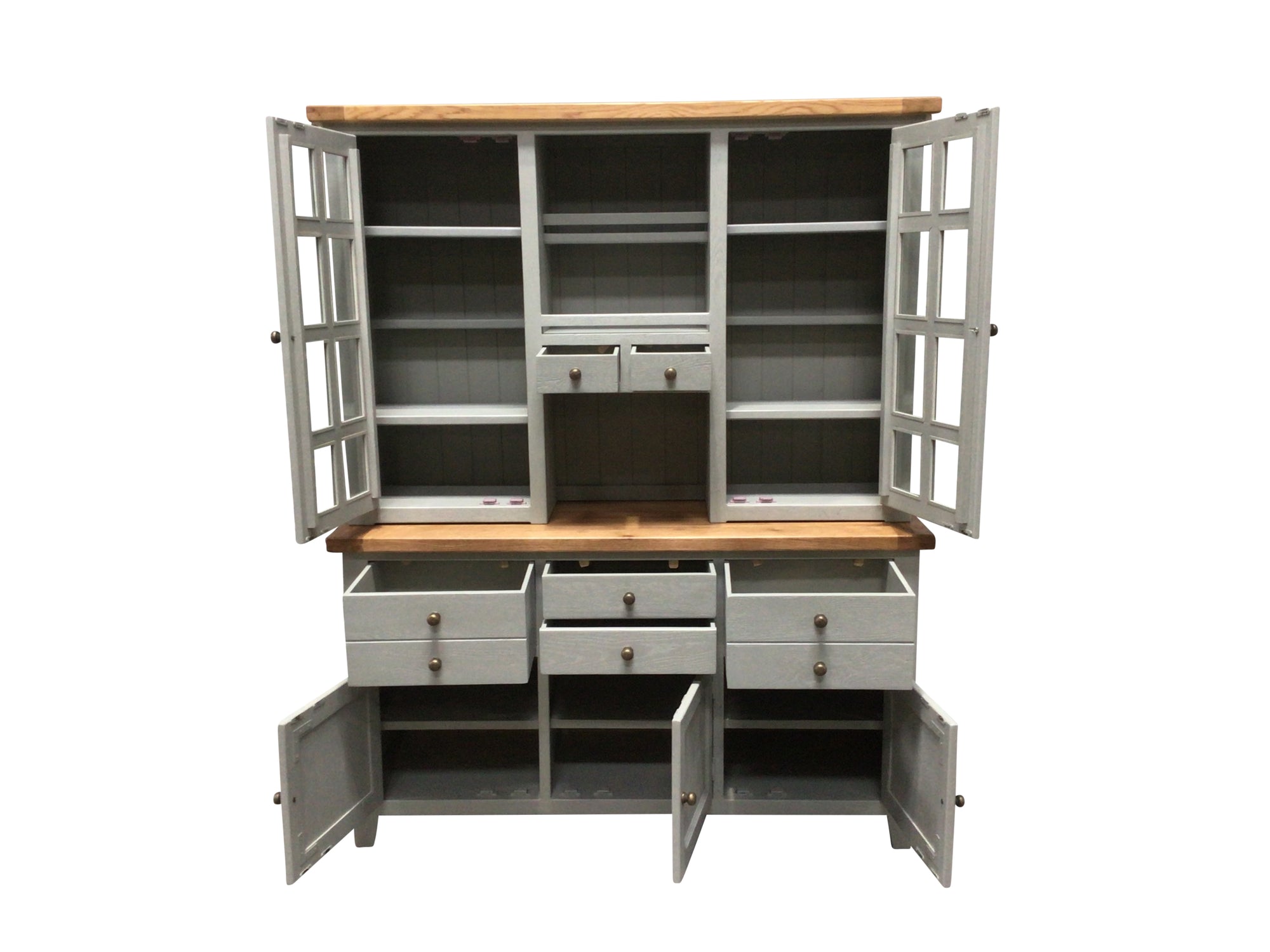 Calgary Oak Large Buffet Hutch painted French Grey