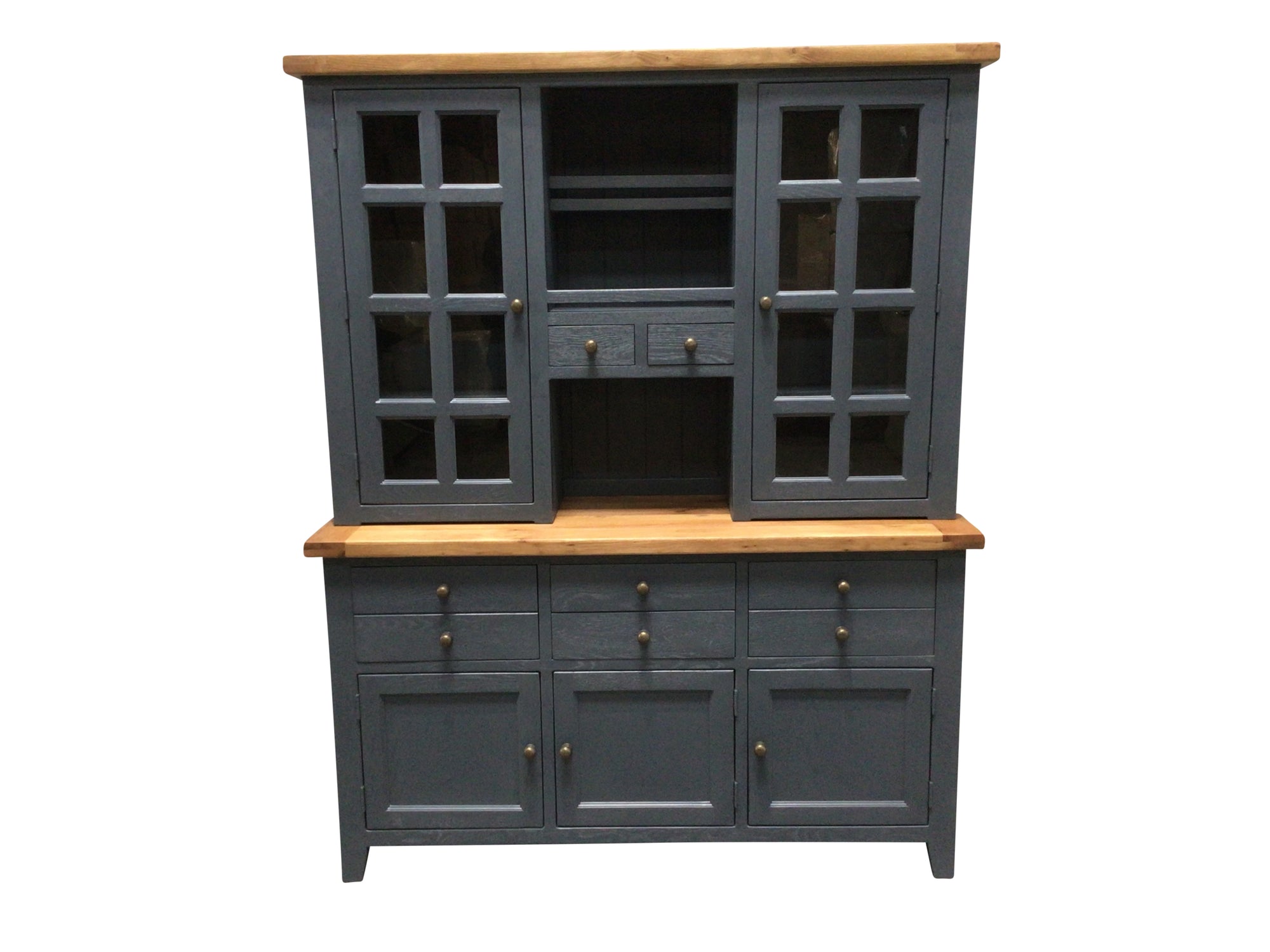 Calgary Oak Large Buffet Hutch painted Night Blue