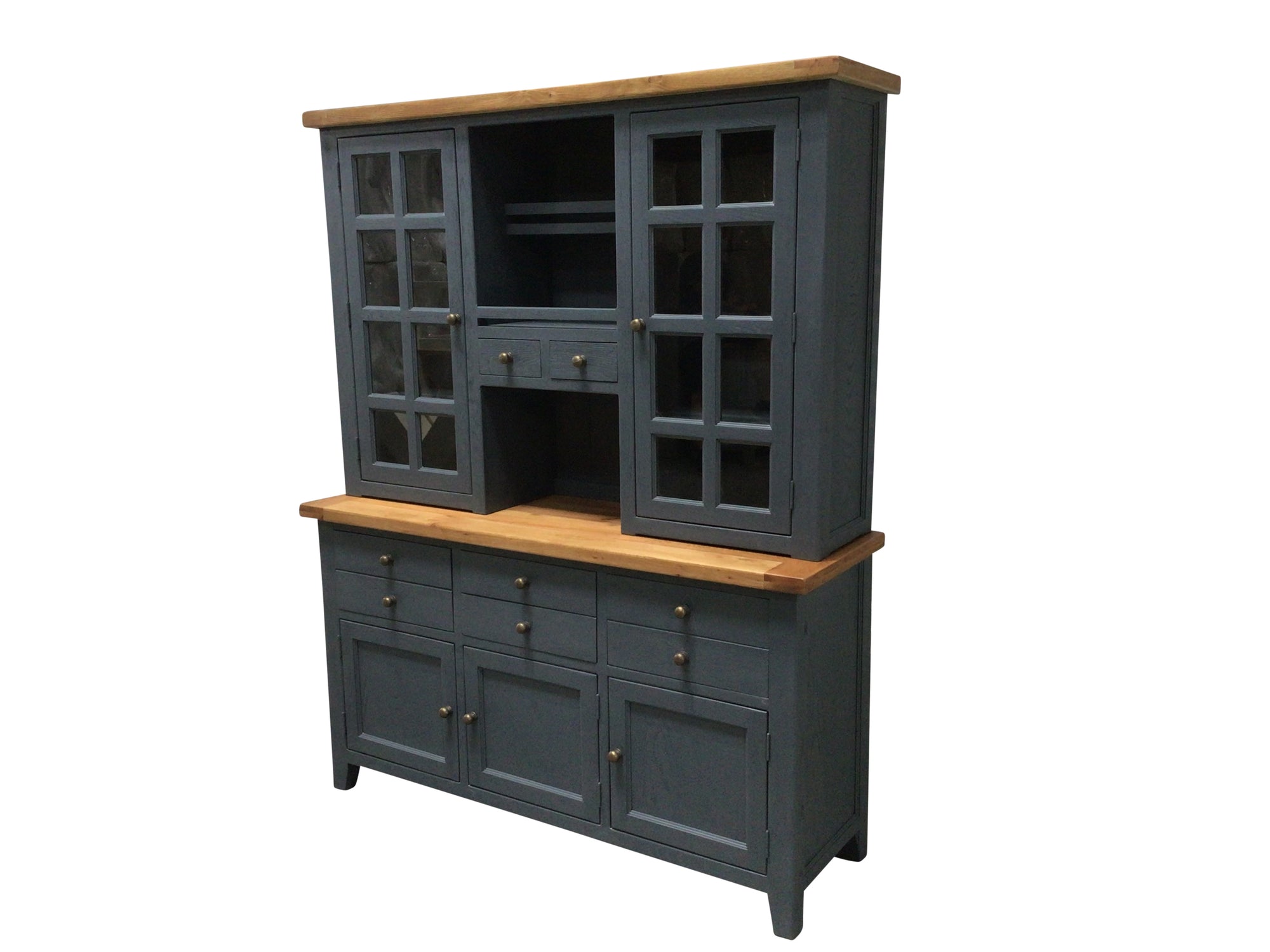 Calgary Oak Large Buffet Hutch painted Night Blue