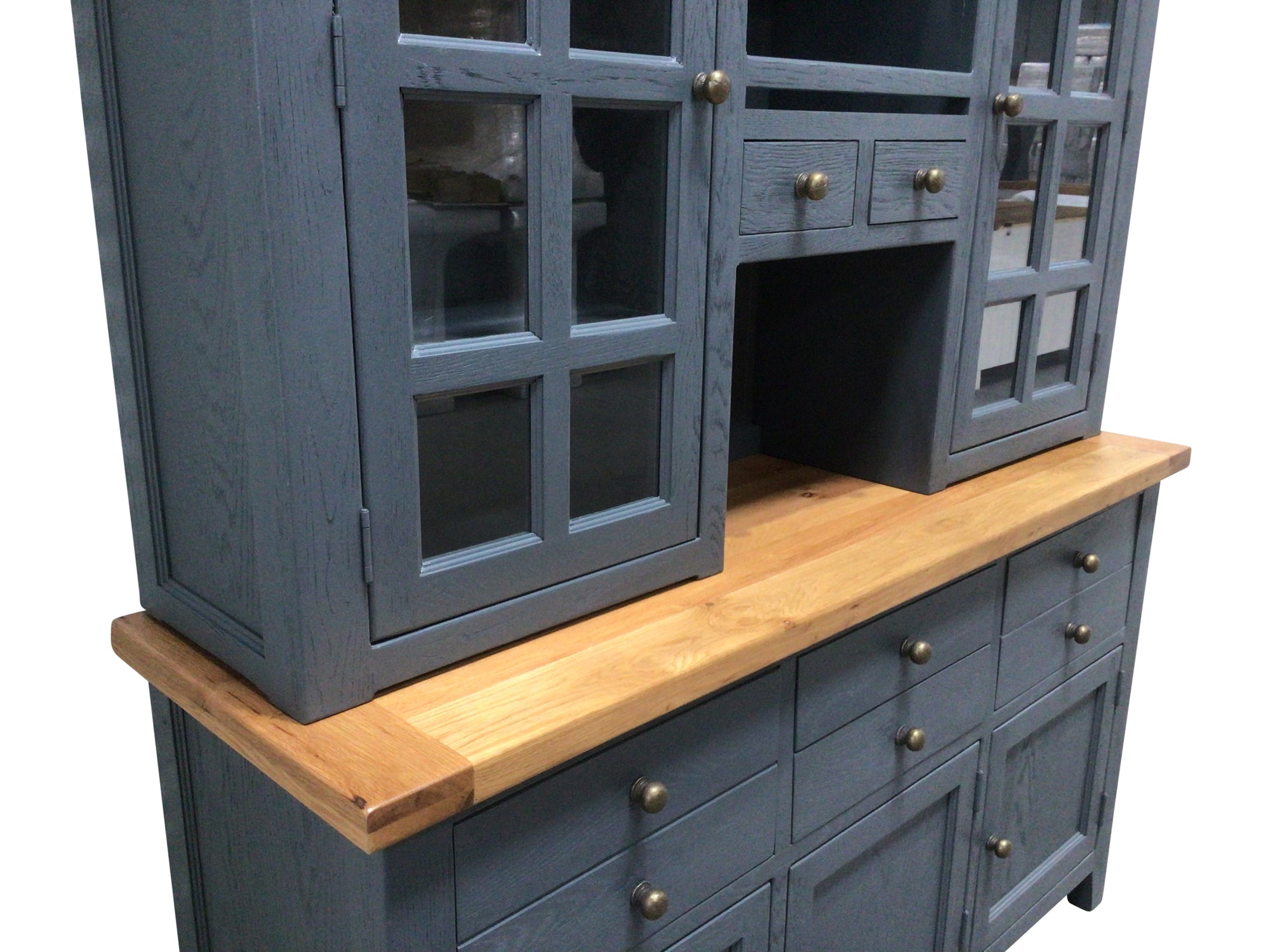 Calgary Oak Large Buffet Hutch painted Night Blue