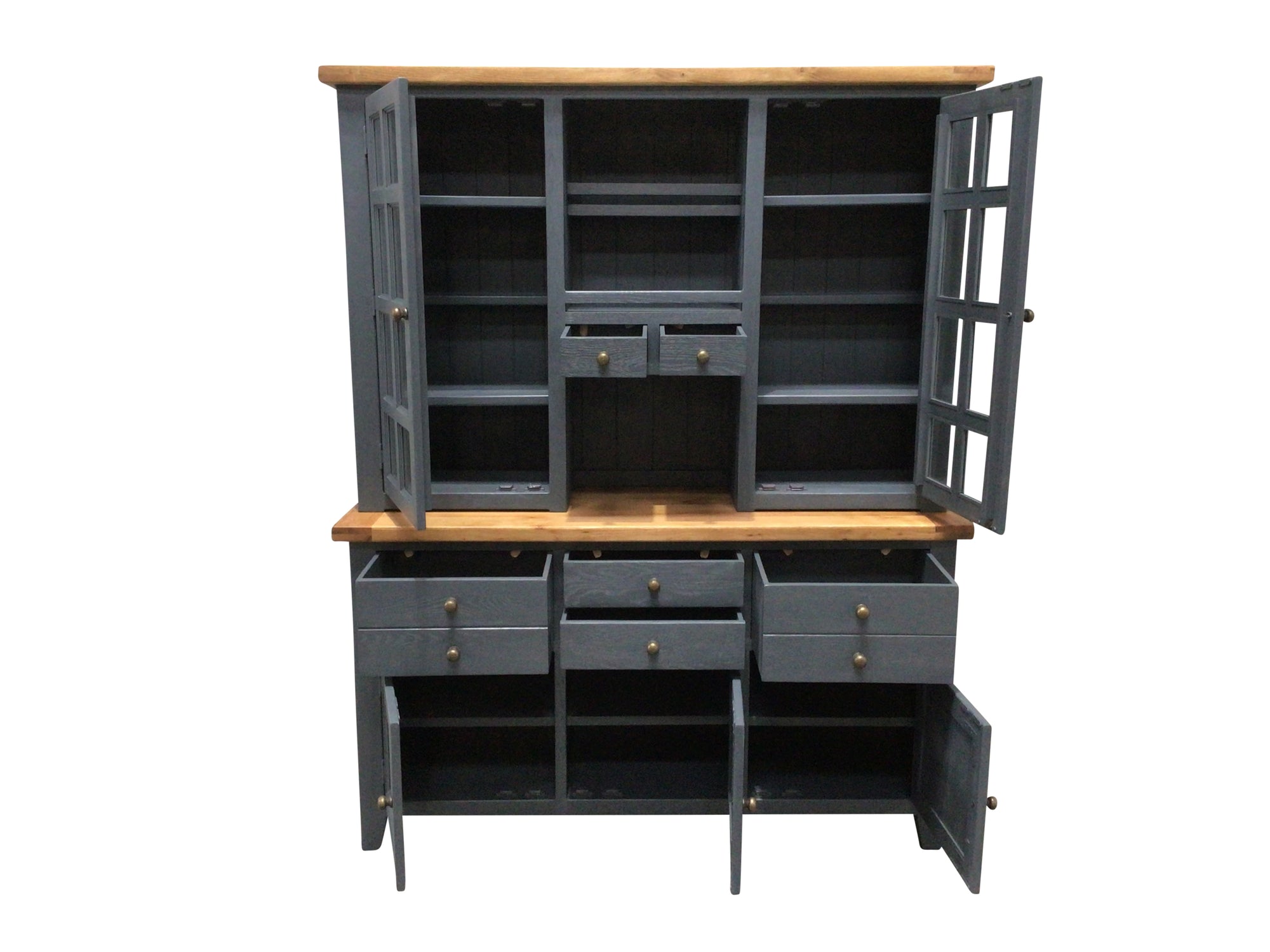 Calgary Oak Large Buffet Hutch painted Night Blue