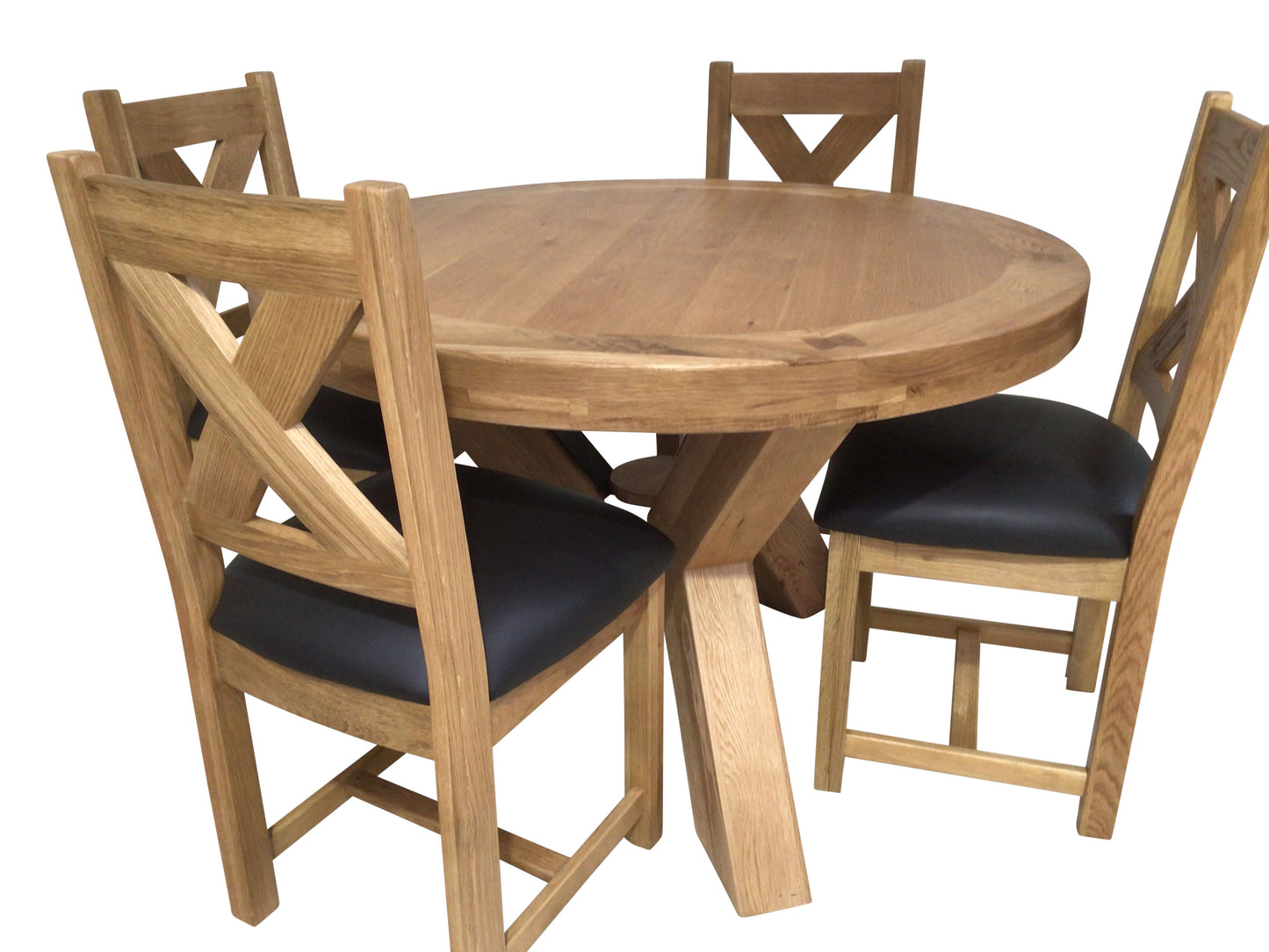 Maximus Oak 1.2m Round Dining Set with Padded Maximus Dining Chairs