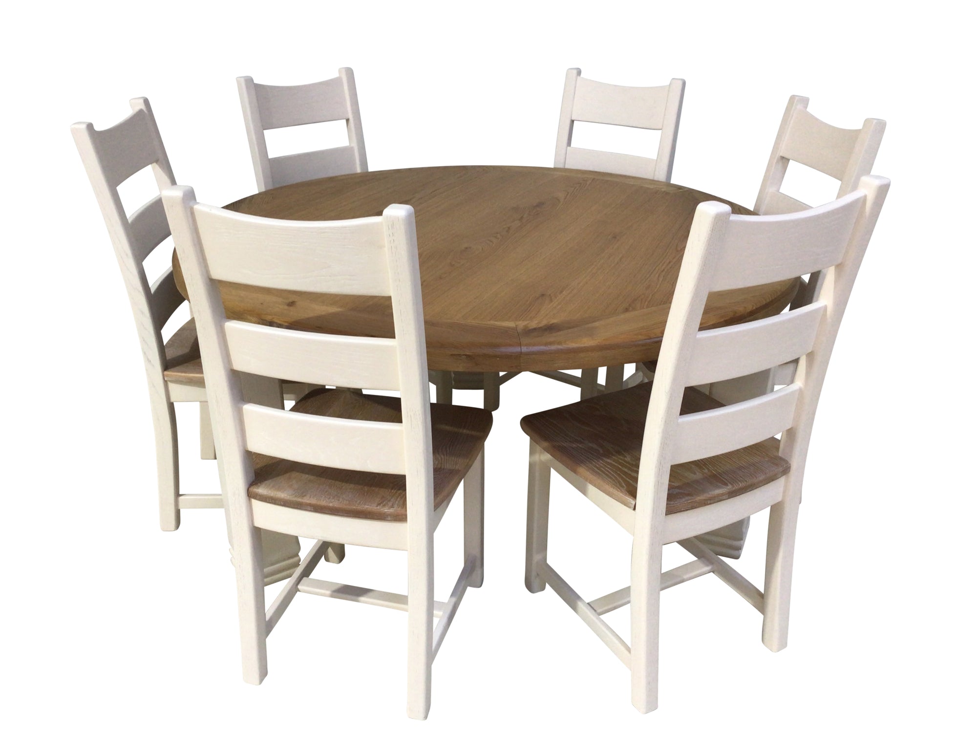 Danube Oak 1.5m Round Dining Set painted Off-White