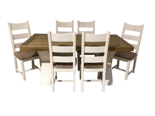 Maximus Oak 2.3m Dining Set painted Off-White