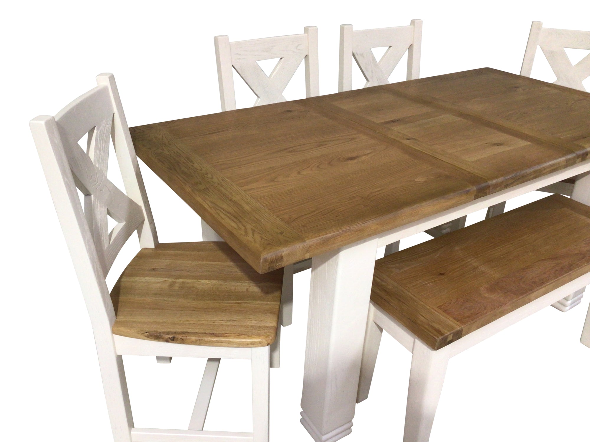 Danube Off-White 1.4m Ext Dining Set with Cross-Back Dining Chairs