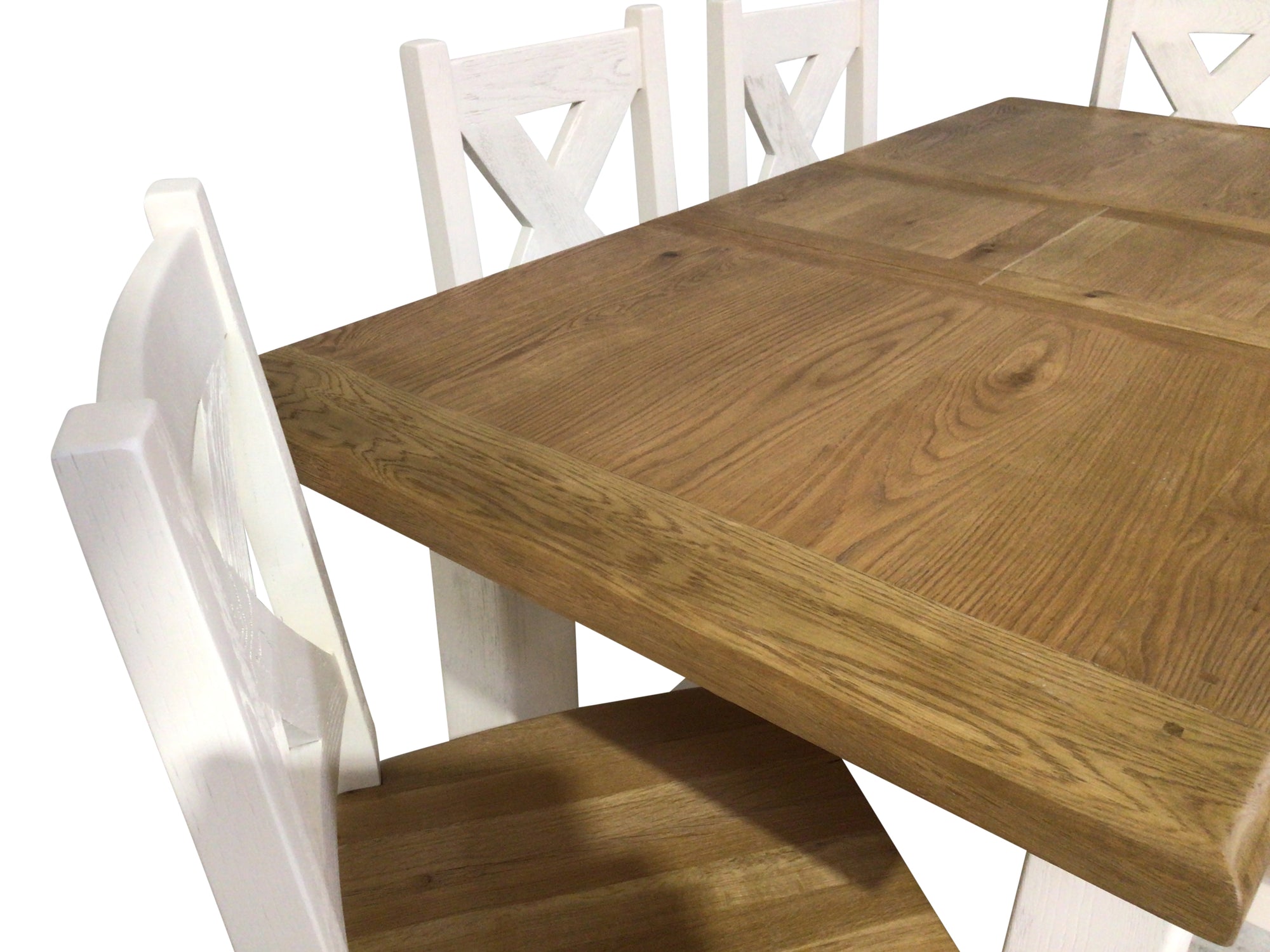 Danube Off-White 1.4m Ext Dining Set with Cross-Back Dining Chairs