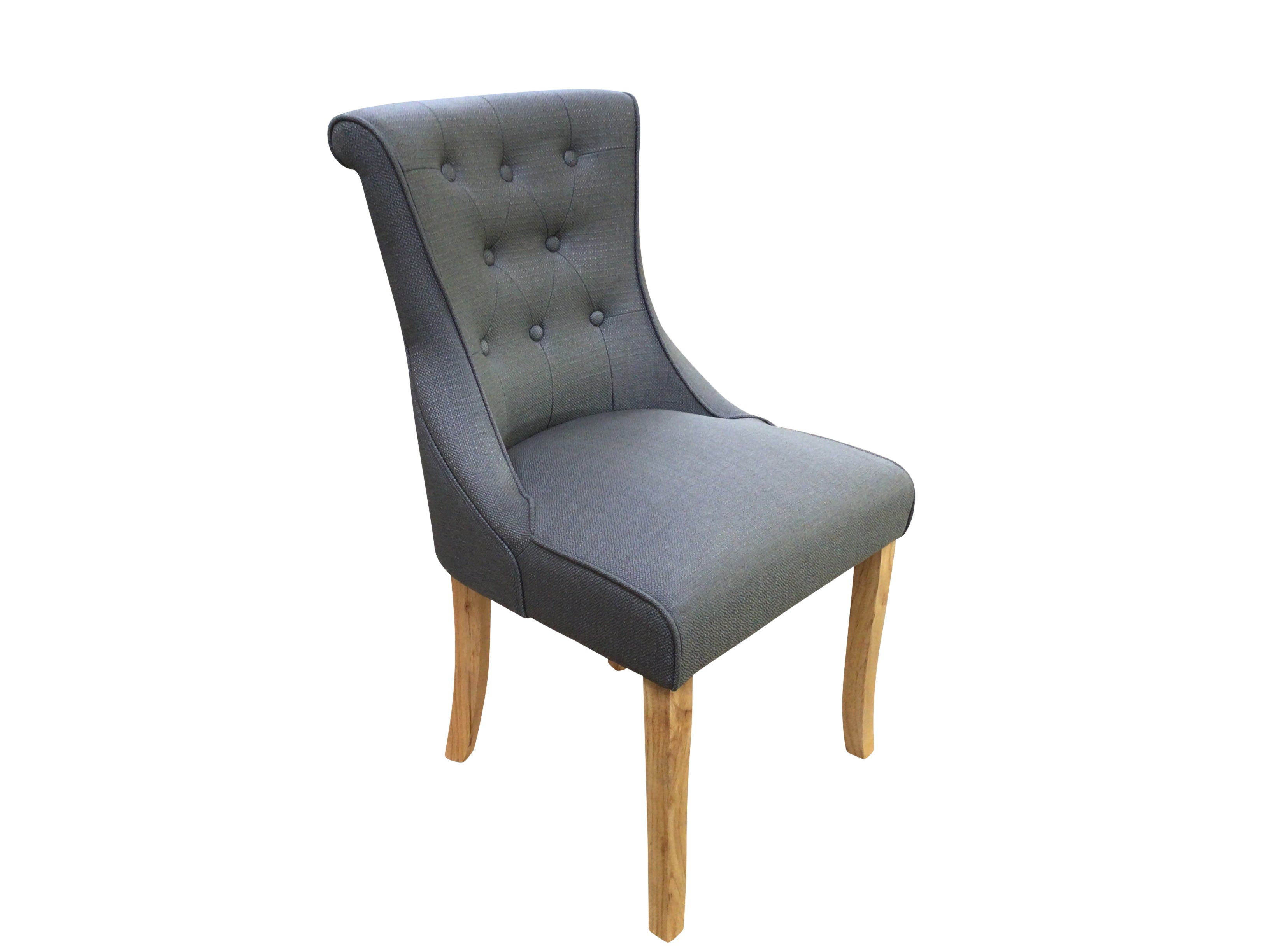 Grey cushioned store dining chairs