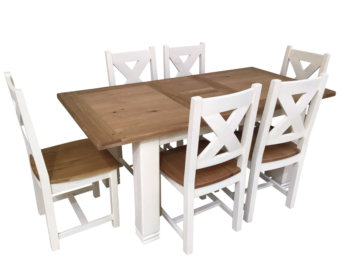 Danube Oak 1.4m Ext Dining Set painted Off-White