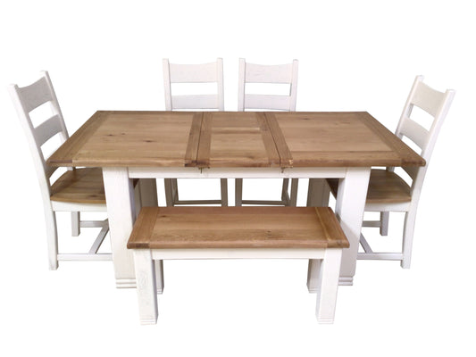 Danube Oak 1.4m Extension Dining Set painted Off - White