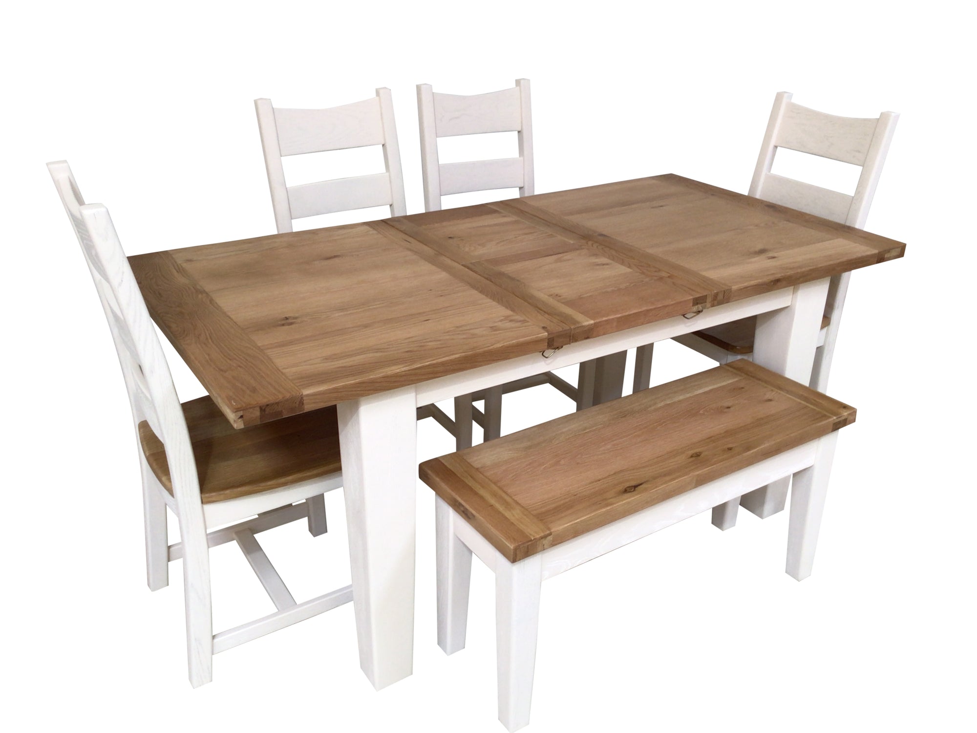 Calgary Oak 1.4m Ext Dining Set - Painted Off-White