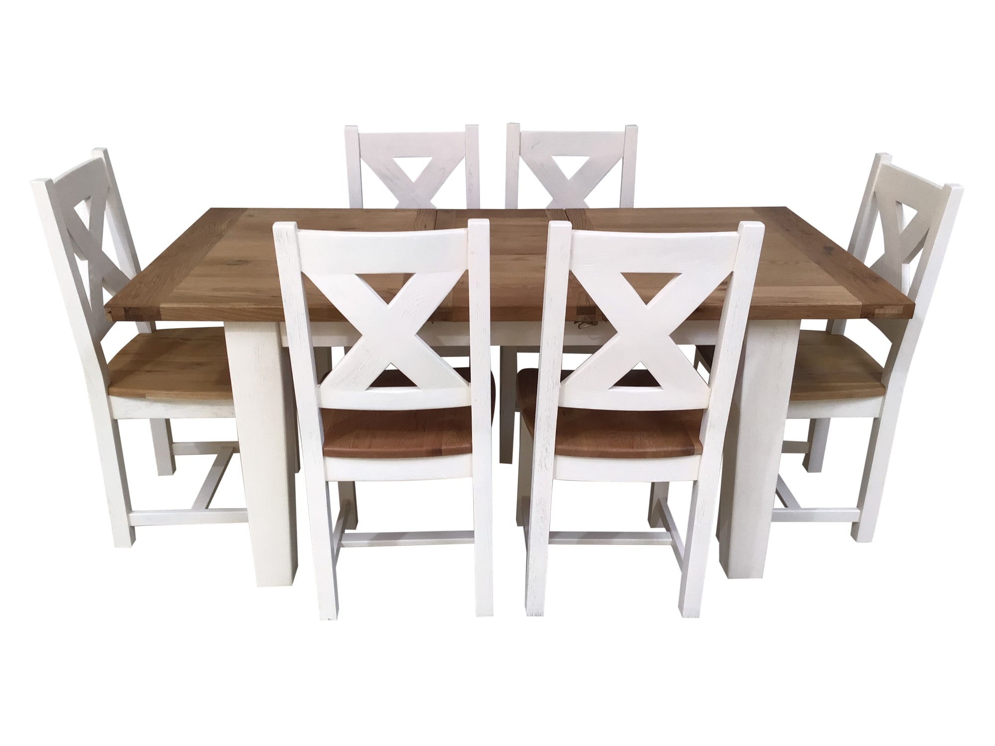 Calgary Oak 1.4m Ext Dining Set painted Off-White