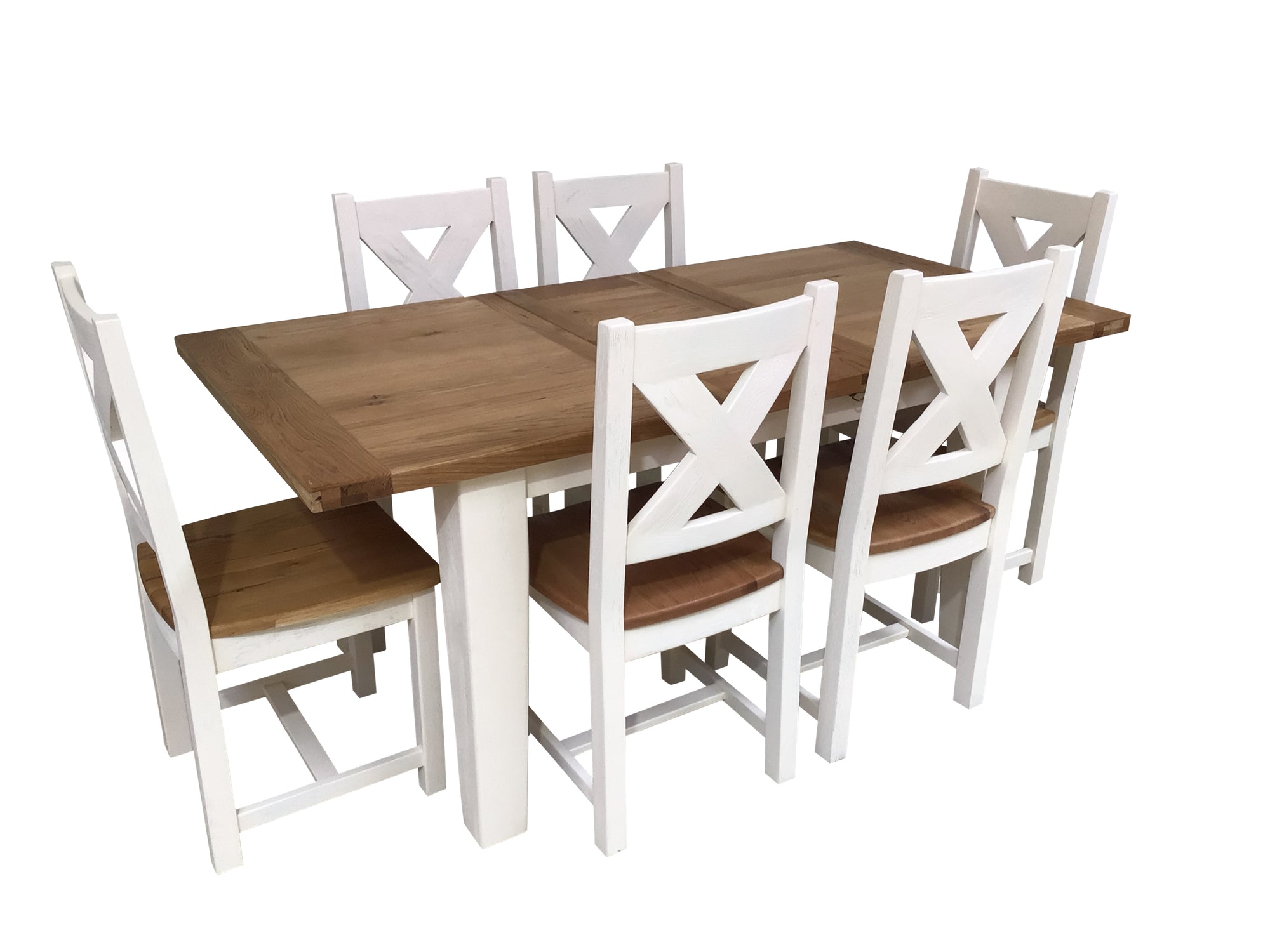 Calgary Oak 1.4m Ext Dining Set painted Off-White