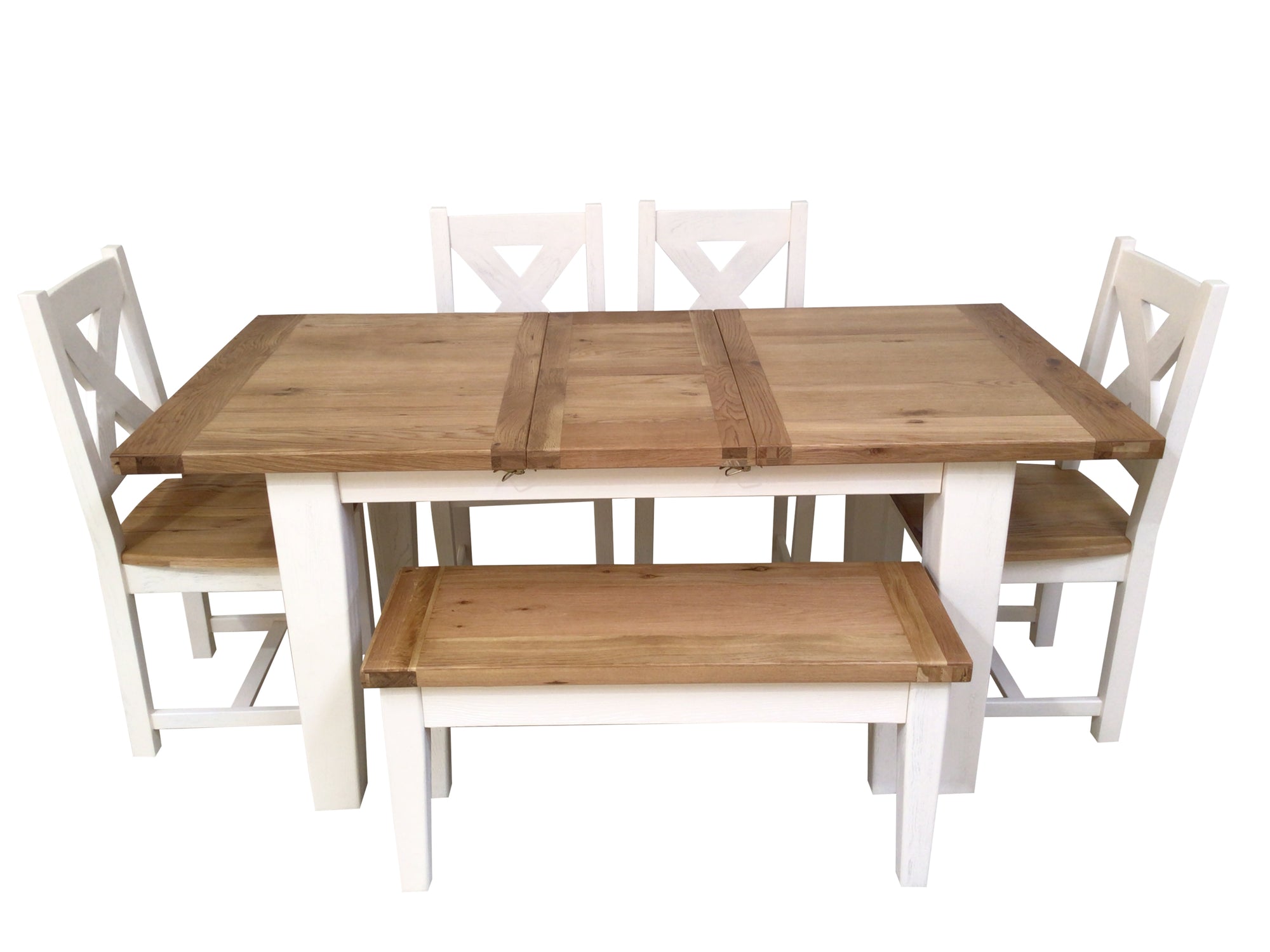 Calgary Oak 1.4m Ext Dining Set painted Off-White