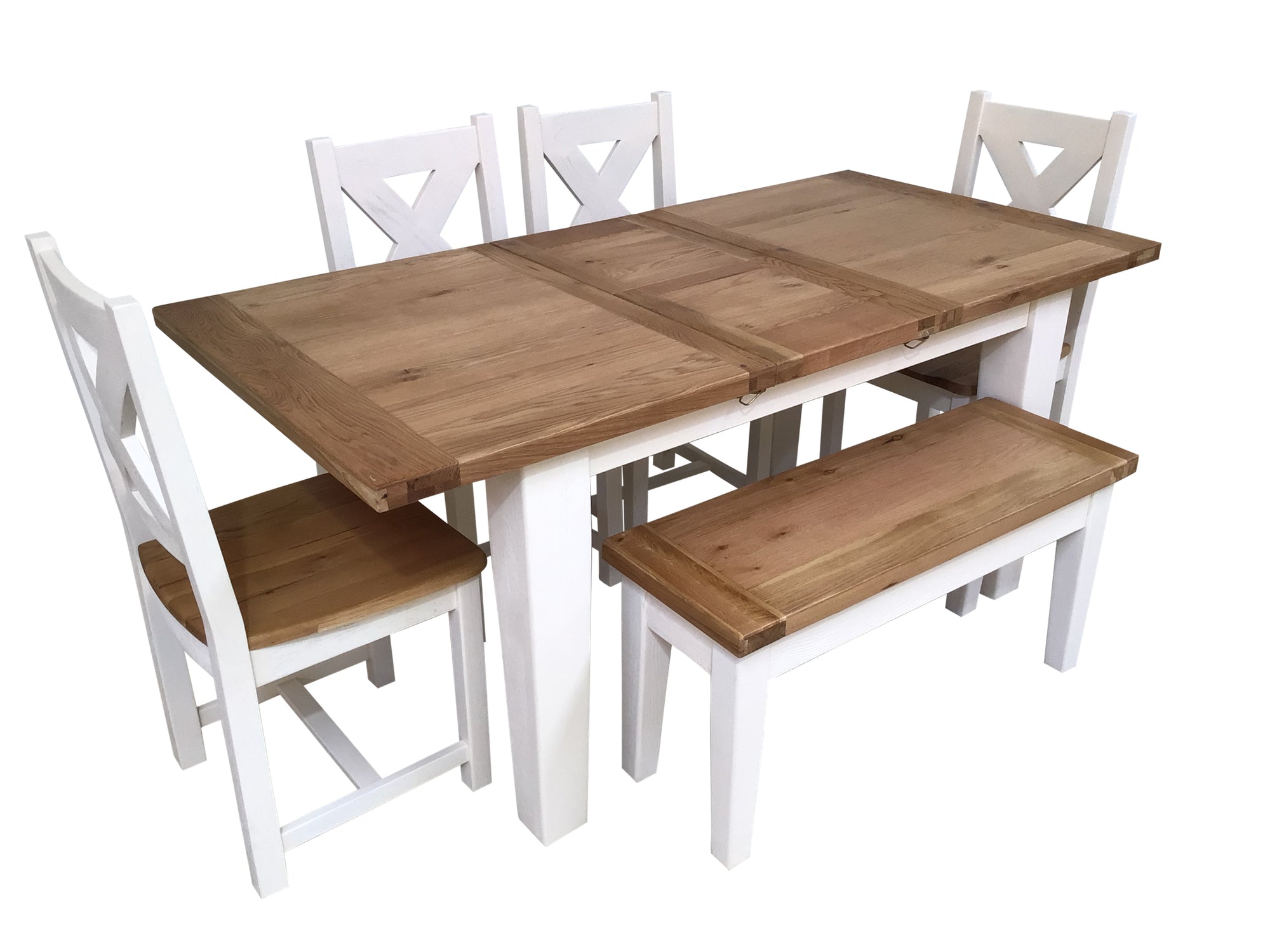 Calgary Oak 1.4m Ext Dining Set painted Off-White