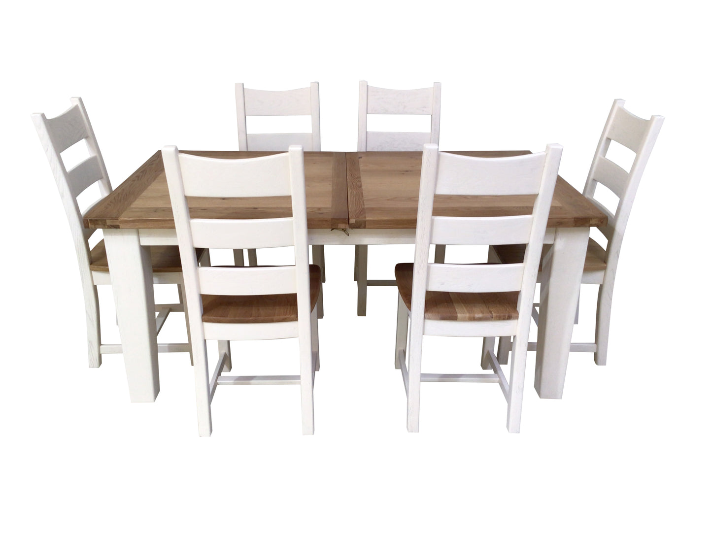 Calgary Oak 1.8m Ext Dining Set - Painted Off-White with Calgary Dining Chairs