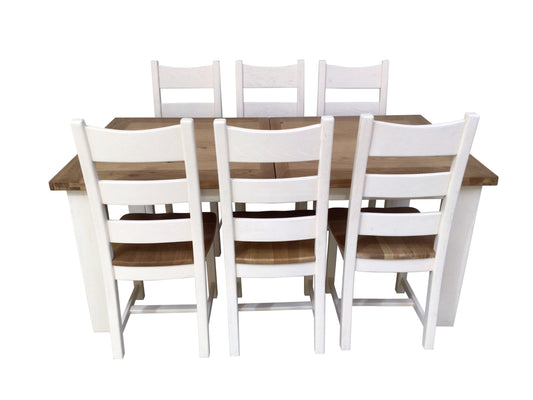 Calgary Oak 1.8m Ext Dining Set painted Off-White