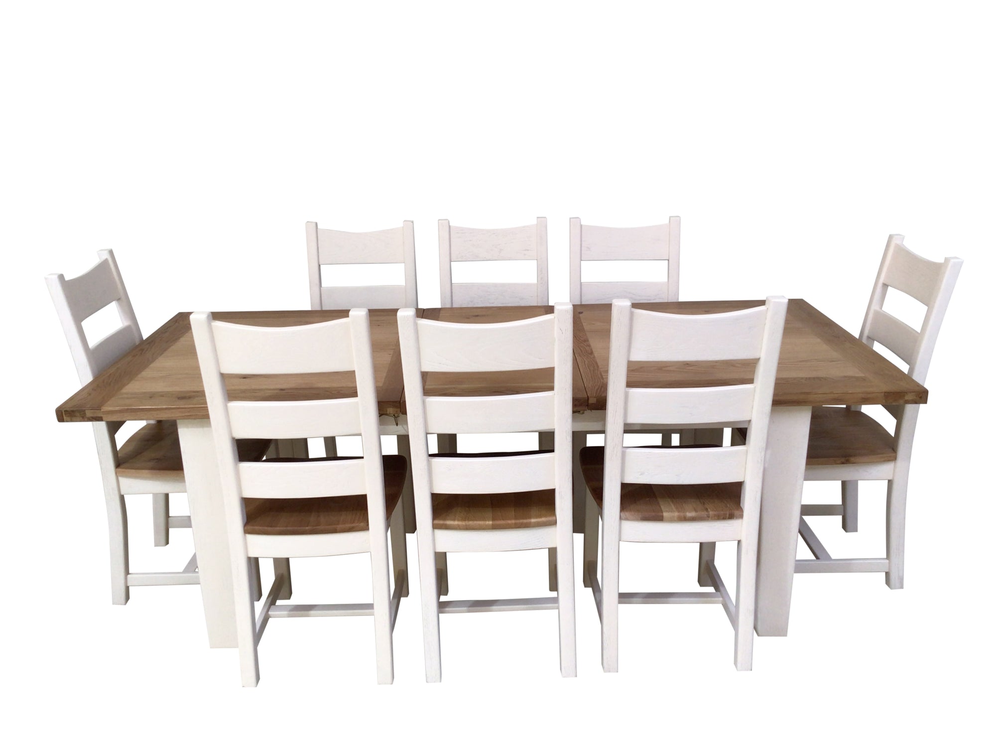 Calgary Oak 1.8m Ext Dining Set painted Off-White