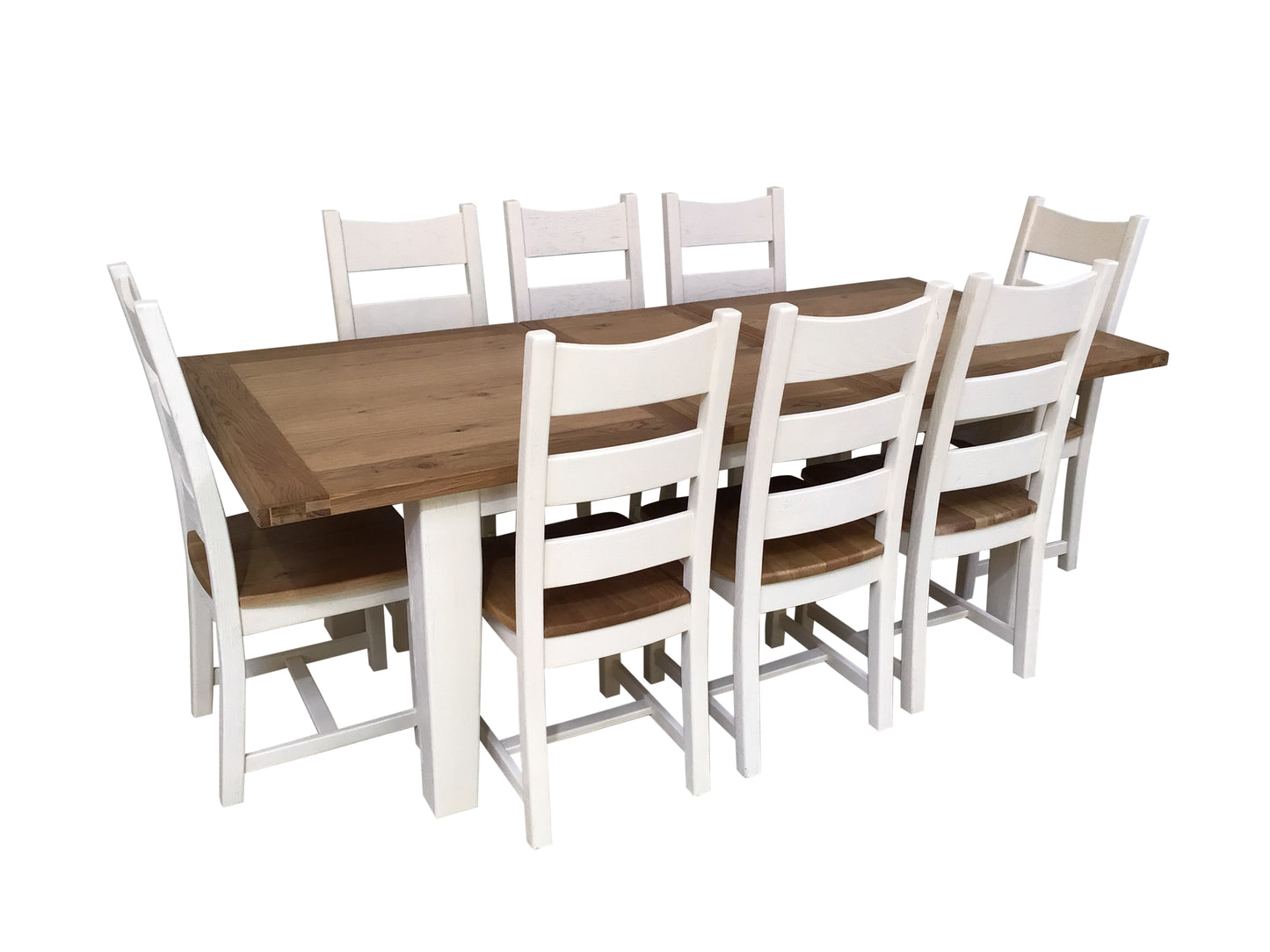 Calgary Oak 1.8m Ext Dining Set painted Off-White`