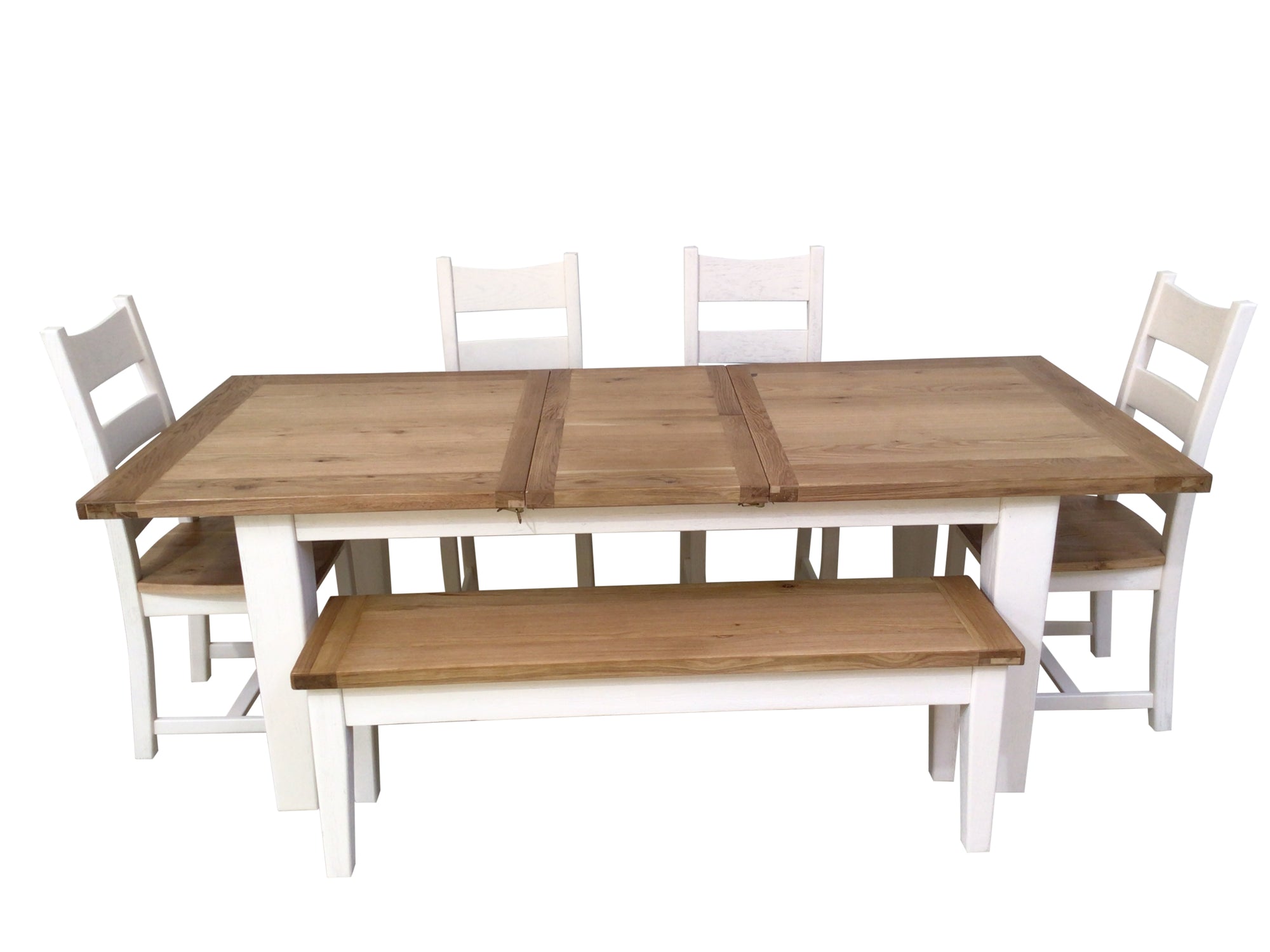 Calgary Oak 1.8m Ext Dining Set - Painted Off- White