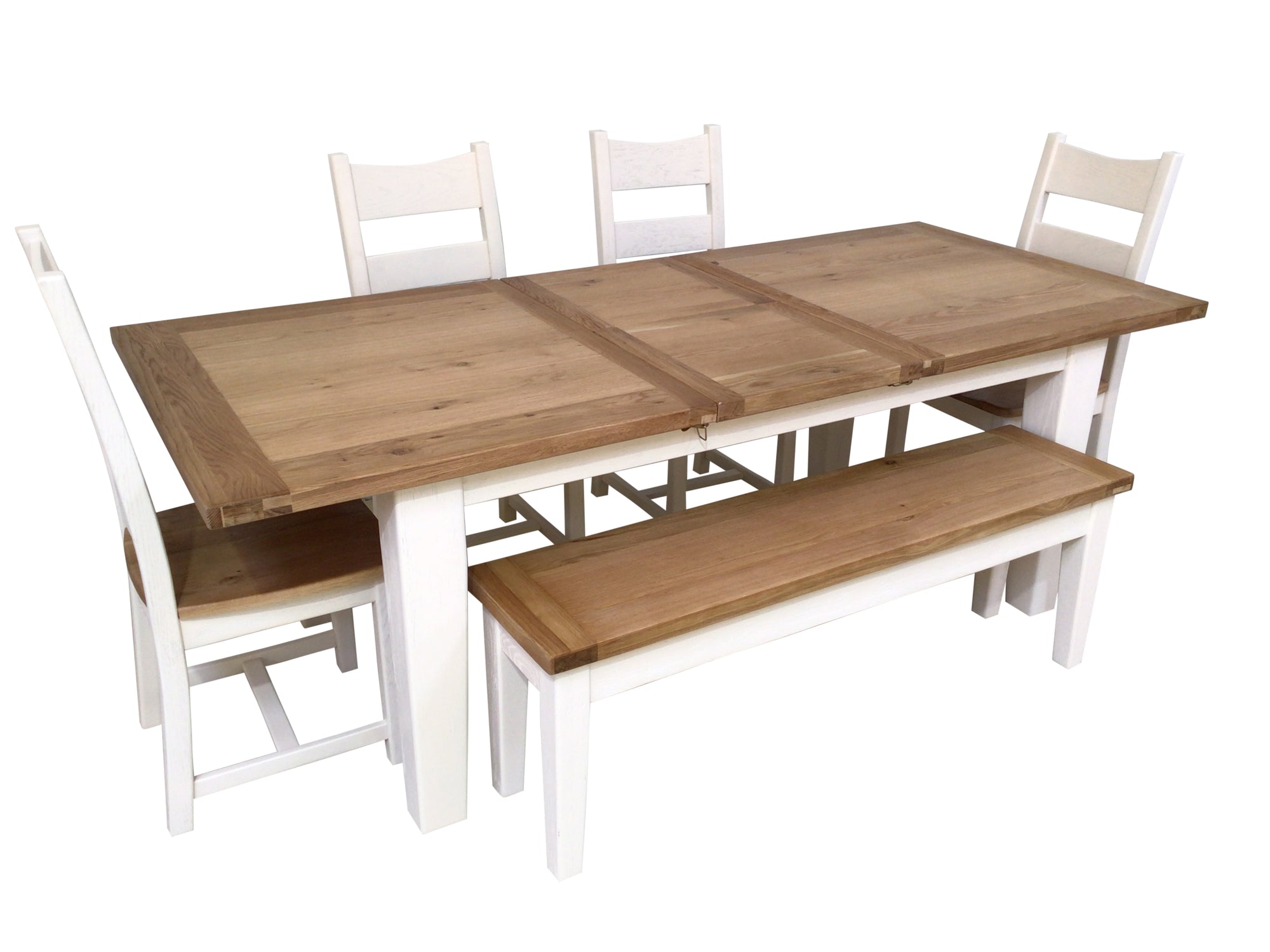 Calgary Oak 1.8m Ext Dining Set - Painted Off- White