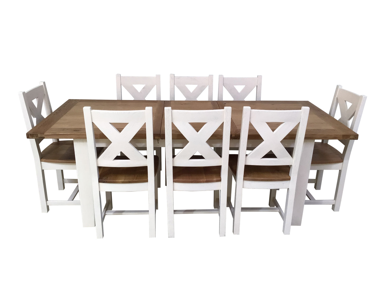 Calgary Oak 1.8m Ext Dining Set painted Off-White