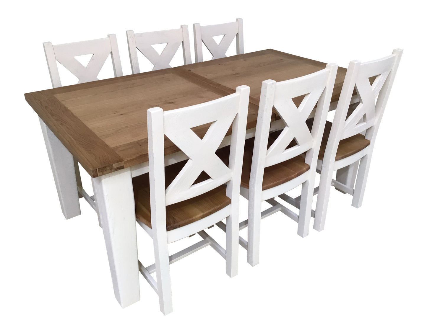 Calgary Oak 1.8m Ext Dining Set painted Off-White