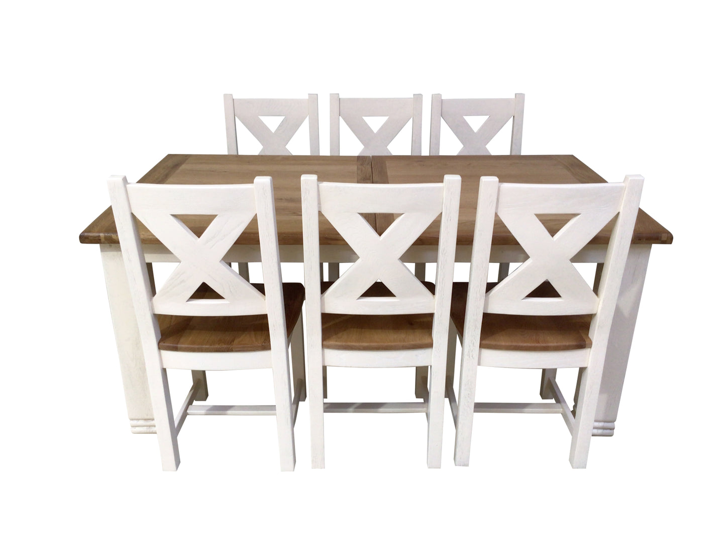 Danube Oak 1.8m Ext Dining Set painted Off-White