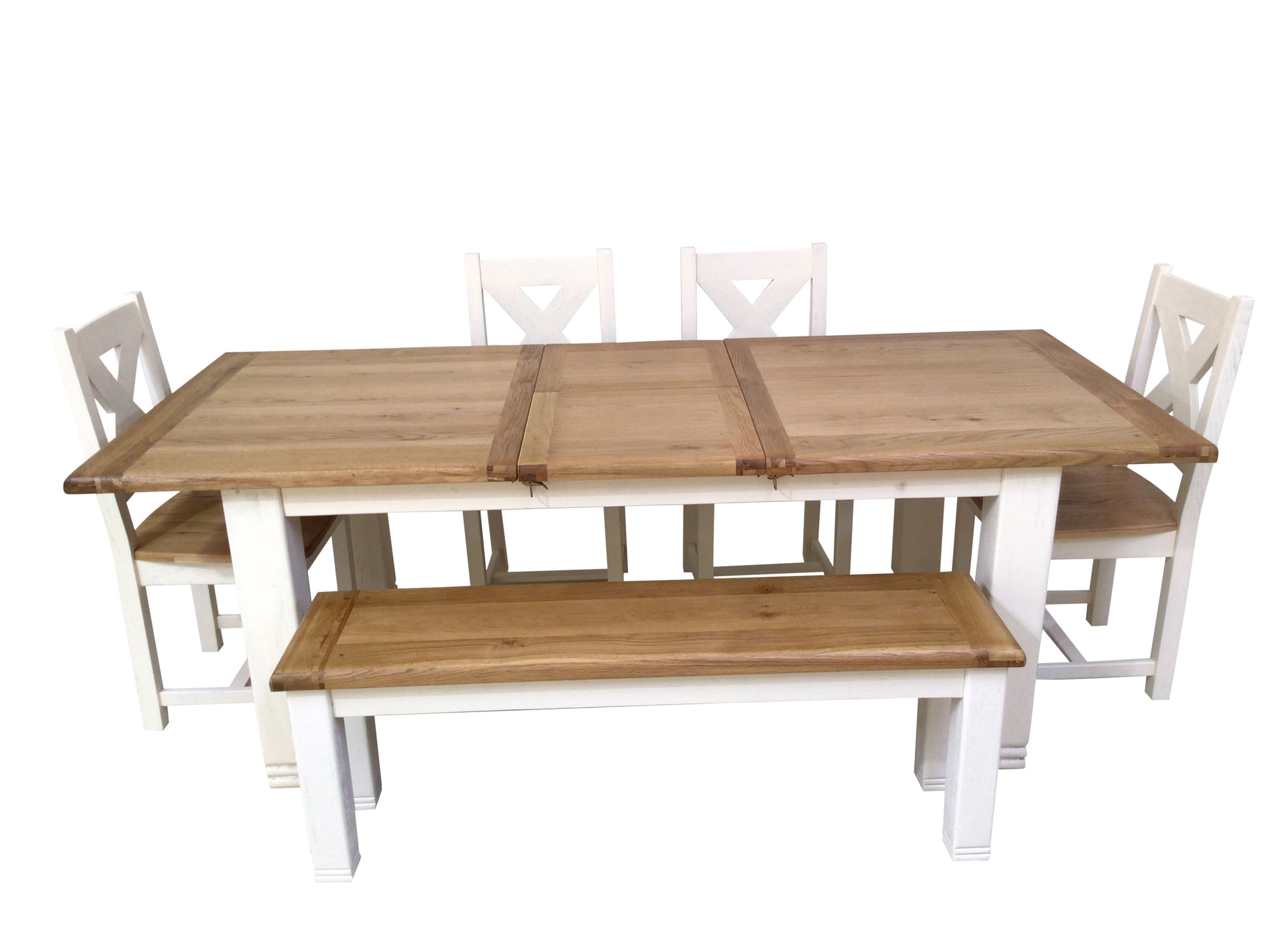 Danube Oak 1.8m Ext Dining Set painted Off-White