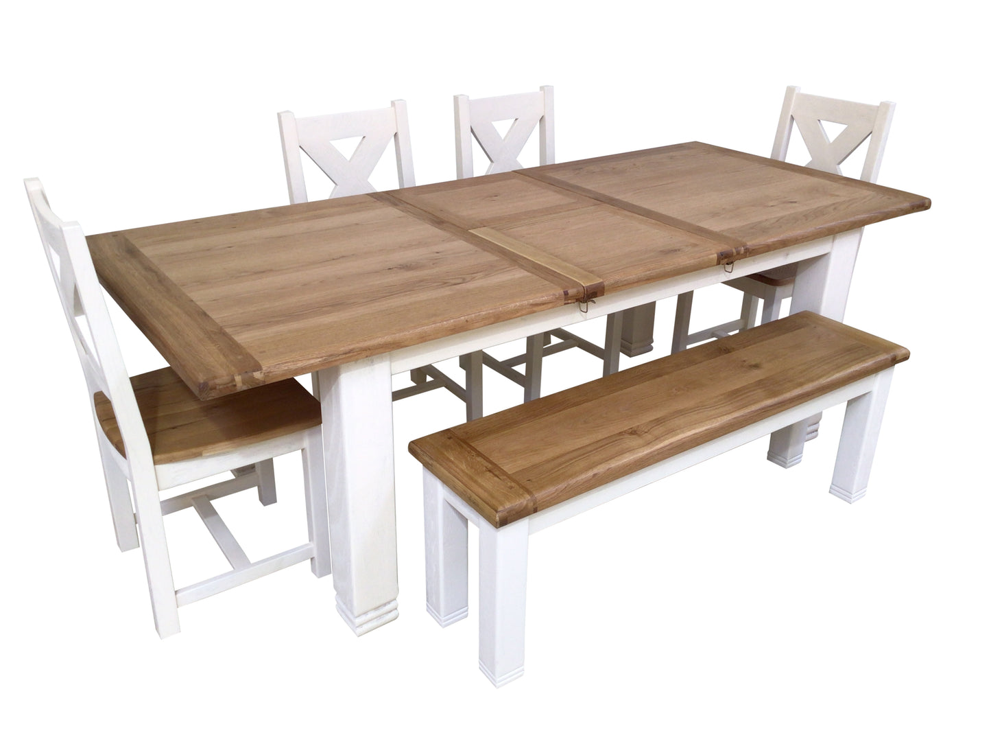 Danube Oak 1.8m Ext Dining Set painted Off-White