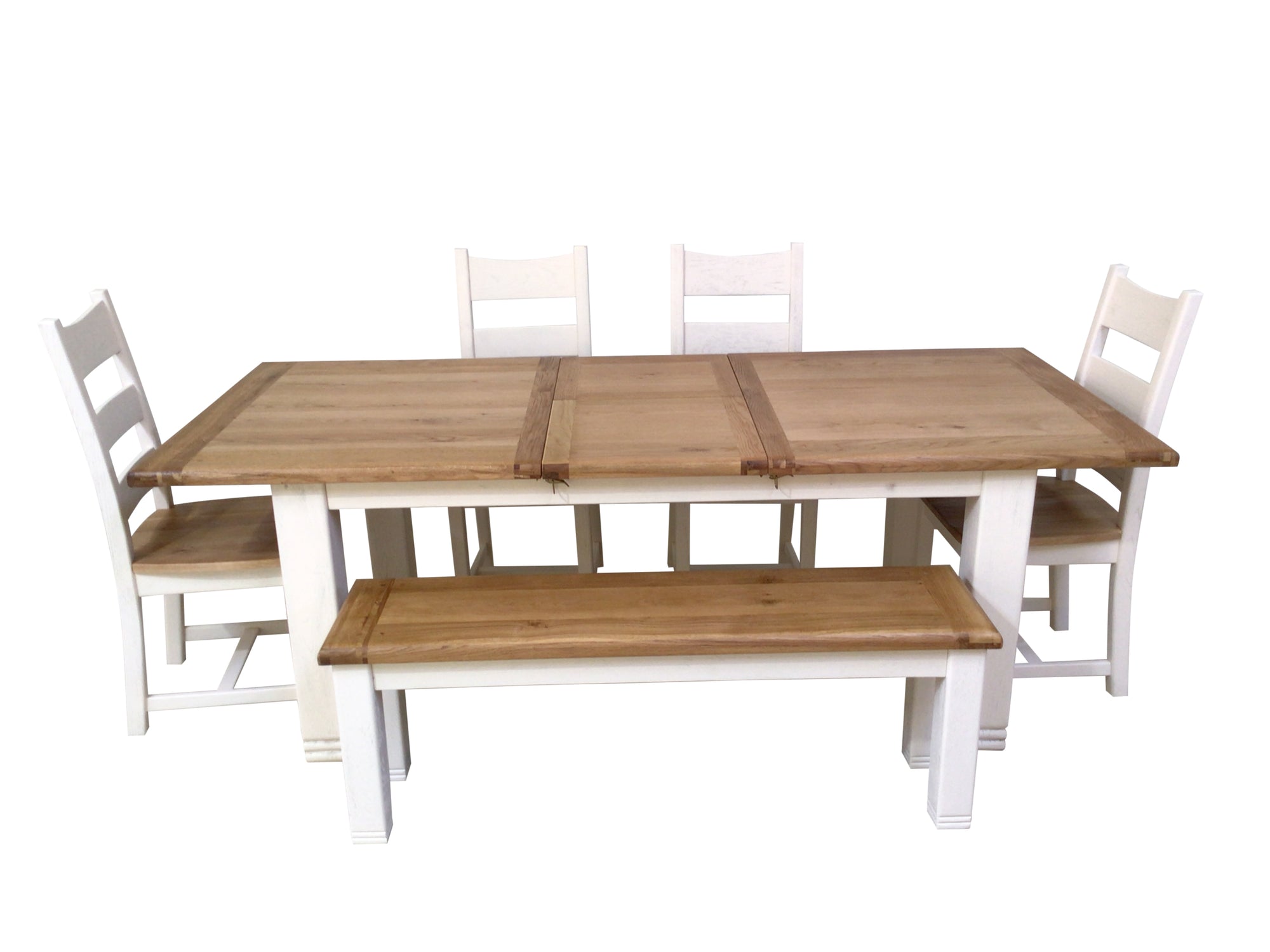 Danube Oak 1.8m Extension Dining Set painted white