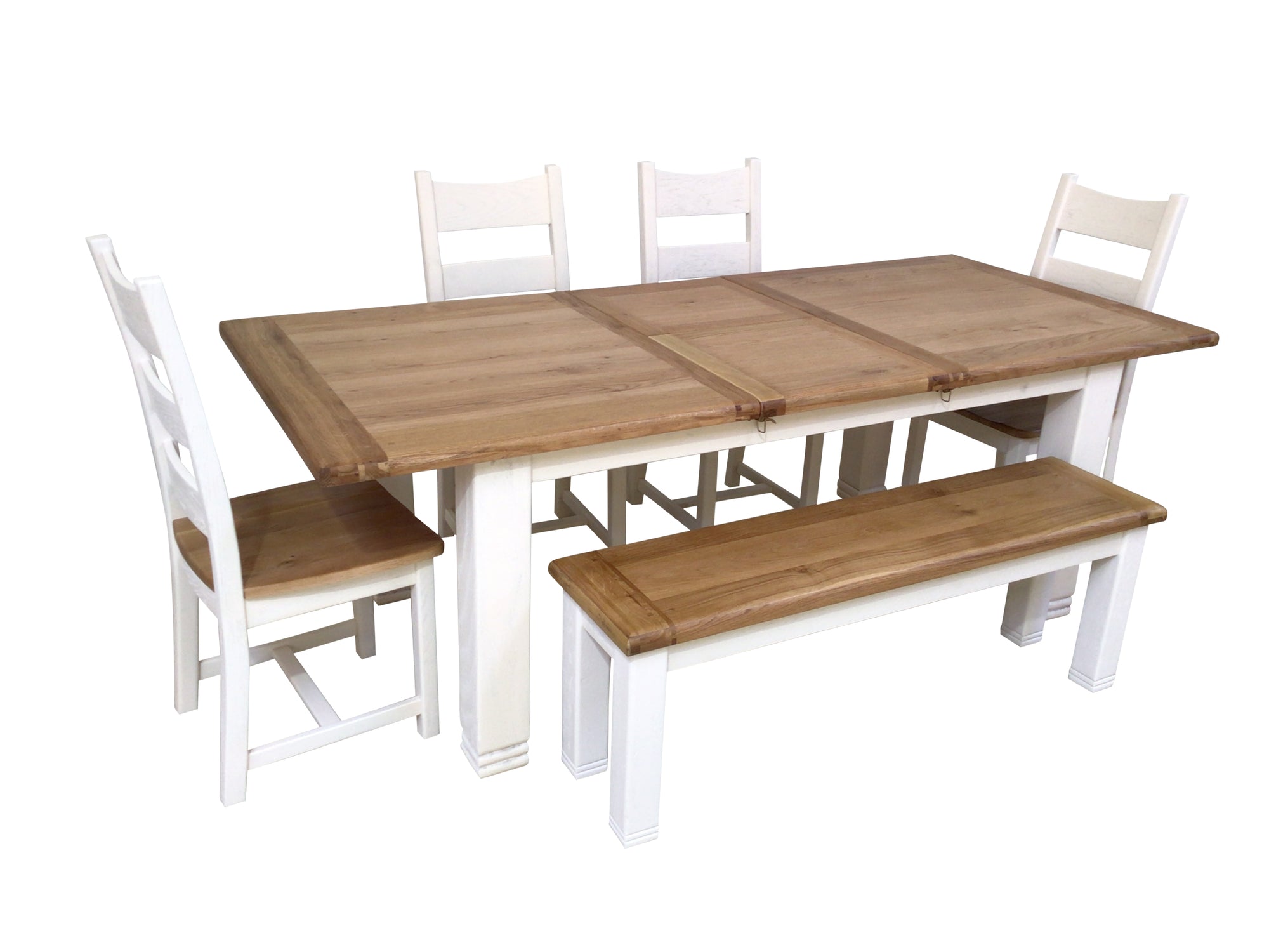 Danube Oak 1.8m Extension Dining Set painted white