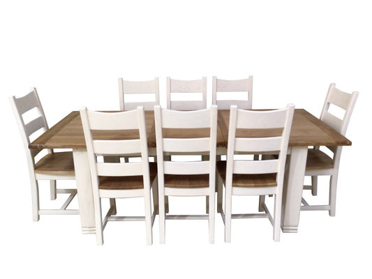 Danube Oak 1.8m Ext Dining Set painted Off-White