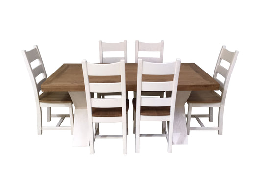 Maximus Oak 1.9m Dining Set painted Off-White