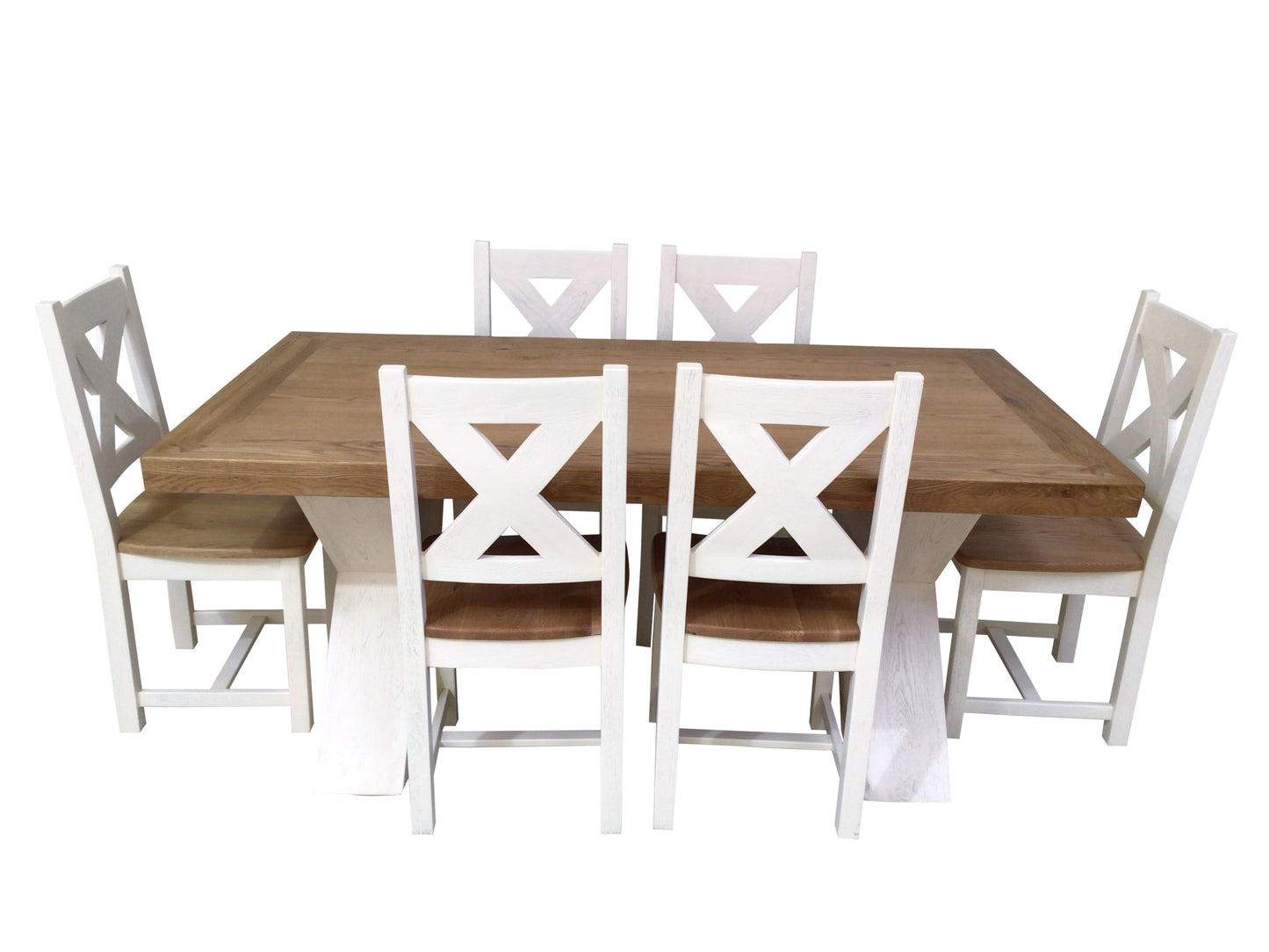 Maximus Oak 1.9m White Dining Set