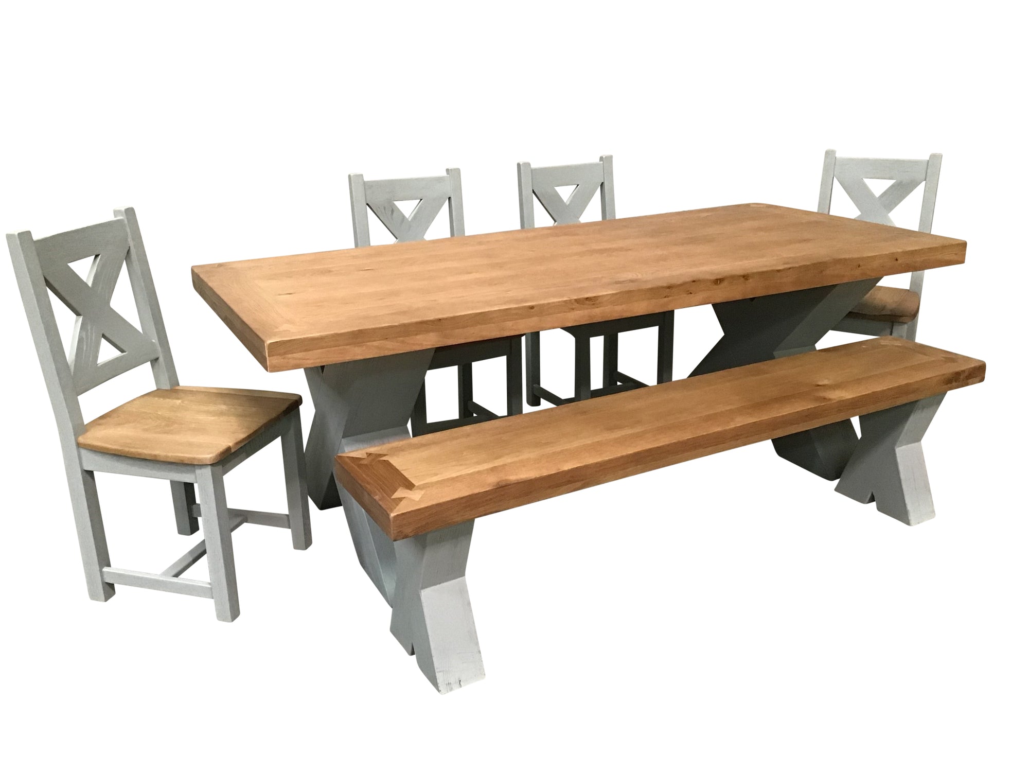 Maximus Oak 1.9m Dining Set painted French Grey with Maximus Dining Chairs
