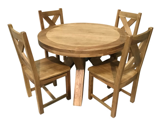 Maximus Oak 1.2m Round Dining Set with Maximus Solid Seat Chairs