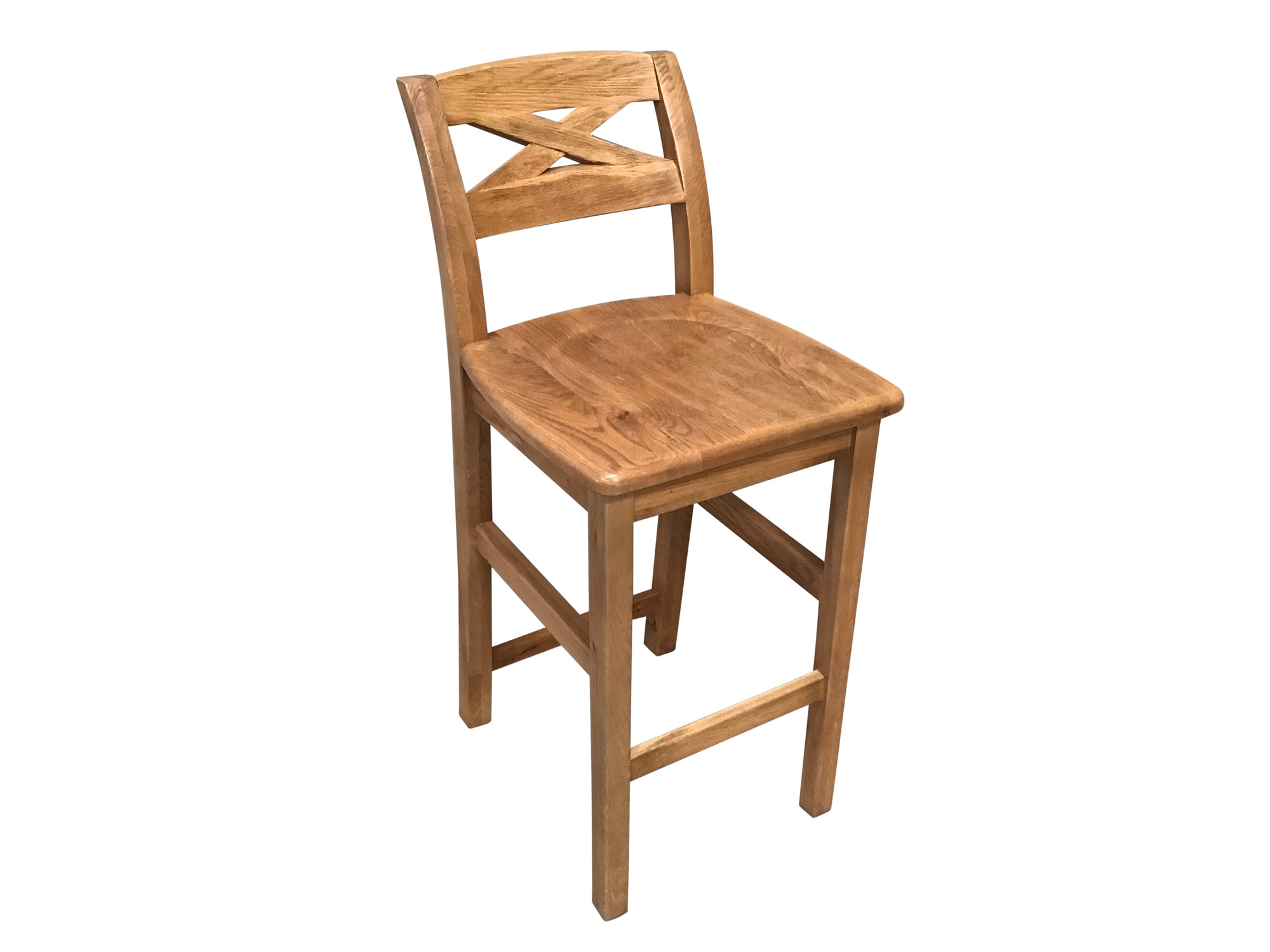 Maximus Weathered Oak Cross-Back Bar Stool