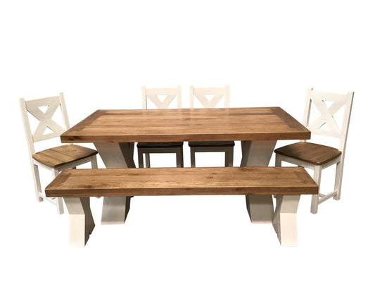 Maximus 2.3m Dining Set painted Off-White