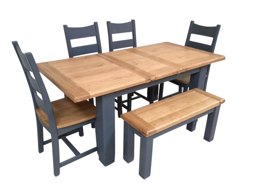 Danube Oak 1.4m Ext Dining Set painted Night Blue